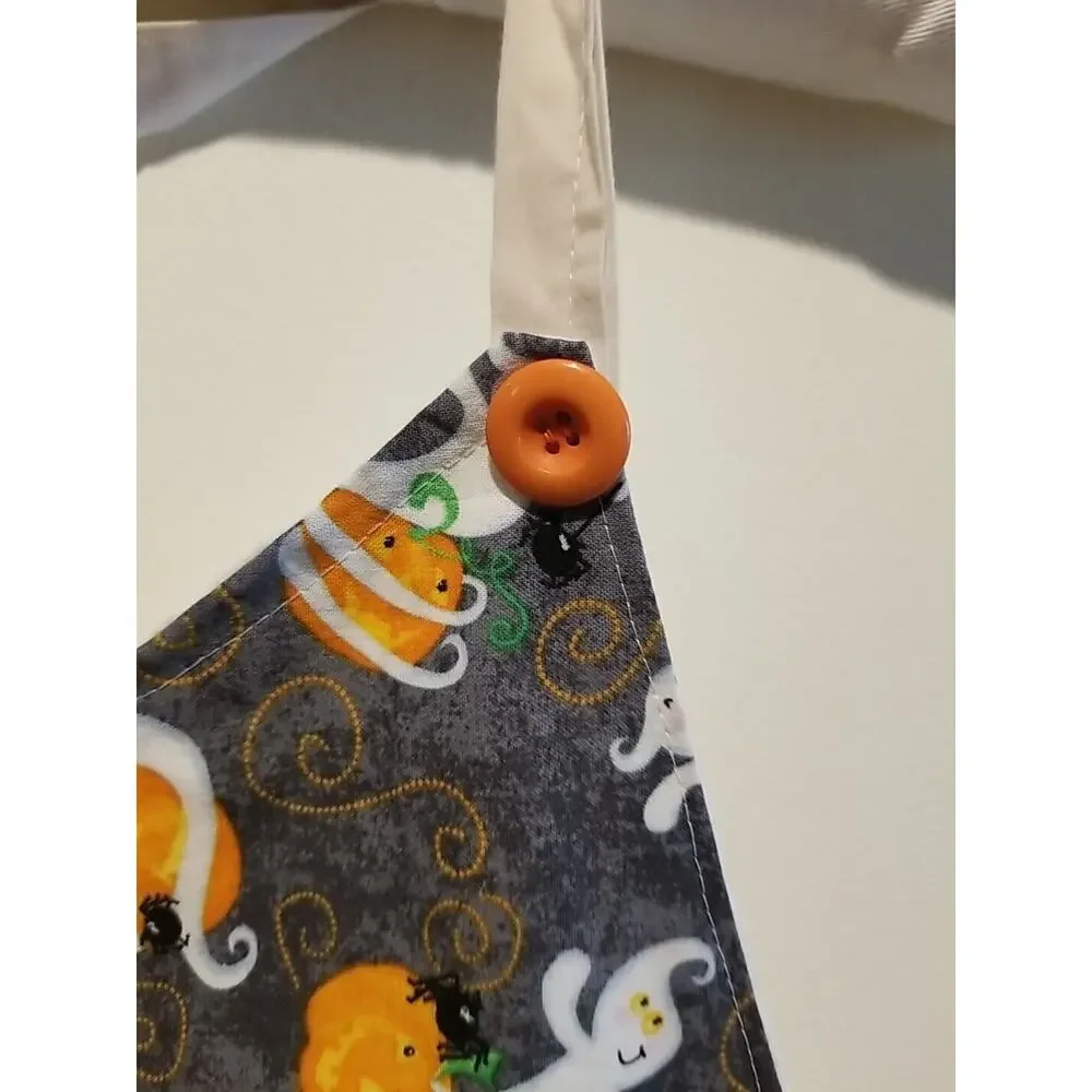 Handmade Halloween Themed Full Bib Apron Ghosts JackOLanterns Spiders Pocket New